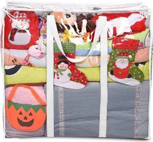 ProPik Clear Storage Bag Gift Wrap Clothes Organizer Big Zippered Christmas Decorations Storage Vinyl Bag for Under Bed Moving Bedding Linen Pillow Blanket Cloth Bag Reinforced Handles (White, 1)