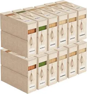 12Pack Sheet Organizers and Storage with Handles  Foldable Linen Closet Storage for King & Queen Sheet Sets  Clear Window & Removable Labels  Dustproof & Space-Saving Design, Beige