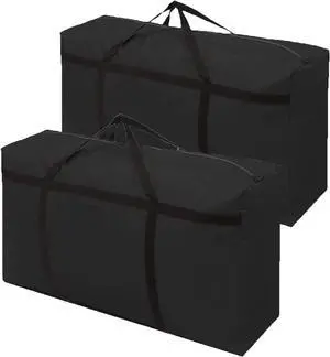 WITERY 180L Large Storage Bag Garden Furniture Cushion Storge With Zip Waterproof Sturdy 600D Oxford Moving Clothes Storage Bags Organizer Bags For Bedding, Duvets, Pillows, Clothes (Black 2pack)