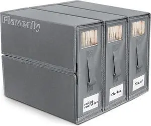 Flavenly Collapsible Sheet Organizer with Viewable Window - Large Capacity for Blankets, Comforters, Duvets, Towels and Clothes (Grey)