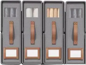 Pack of 4 Bed Sheet Organizers and Storage - Foldable Storage Box with Label holder & Clear Window  Durable Fabric, Perfect for Closets & Easy Organization - For Sheets, Blankets & Towels (Gray)