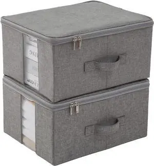 Under Bed Storage with Clear window/ 600D Sturdy Fabric, Underbed Storage Containers Bags for Clothes, Clothing, Blanket, Comforters Organizer (M13.7x11x7in for 8-10 T shirts, Light grey)