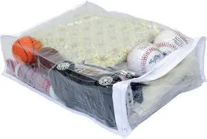4-Pack Heavy Duty Vinyl Zippered Closet Storage Bags (Clear) for Sweaters, Blankets, Comforters, Bedding Sets and Much More! (11" x 15" x 4") 2.9 Gallon