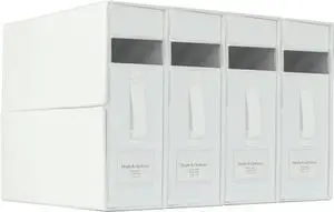 Simple&Opulence 4 Pack Bed Sheet Organizers and Storage, Linen Closet Organizers, Sheets Set Folder Storages with Window and Label (Queen/King Size) Organizing Bedding Container, White