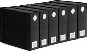 Dreamzie 6 Pack Bed Sheet Organizers and Storage - Front Window and Label - Foldable Linen Closet Organizers and Storage - Black