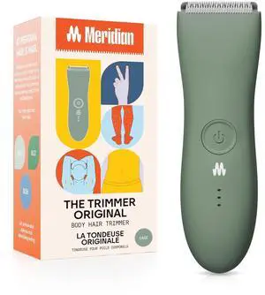 MERIDIAN The Trimmer Original - Body Hair Trimmer for Men, Electric Shaver for Pubic Hair, Chest, Legs & Bikini, Waterproof & Rechargeable, Sage