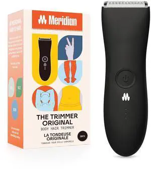MERIDIAN The Trimmer Original - Body Hair Trimmer for Men, Electric Shaver for Pubic Hair, Chest, Legs & Bikini, Waterproof & Rechargeable, Onyx