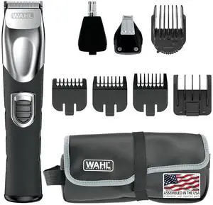 Wahl USA Rechargeable Lithium Ion All in One Beard Trimmer for Men with Detail and Ear & Nose Hair Trimmer Attachment  Model 9854-600B