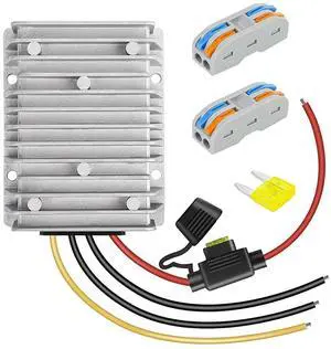 30A 360W DC 36V/48V to 12V Voltage Converter with Fuse - Waterproof Step Down Regulator Buck Reducer Power Transformer for Golf Cart - DC 36V/48V to 12V 30A