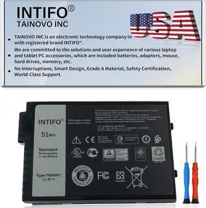 51Wh 7WNW1 Laptop Battery Compatible with Dell Latitude 5420 5424 7424 Rugged Extreme Series Notebook 0GK3D3 GK3D3 0DMF8C DMF8C 06NNCF 6NNCF 0DP3KF DP3KF [11.4V 51Wh 3-Cell]