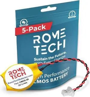 Rome Tech CMOS Battery for Lenovo ThinkPad X1 Carbon 4th Gen (Type 20FB, 20FC) - BIOS RTC 3V CR2016 X1 with 2 Pin 2 Wire Cable (5-Pack)