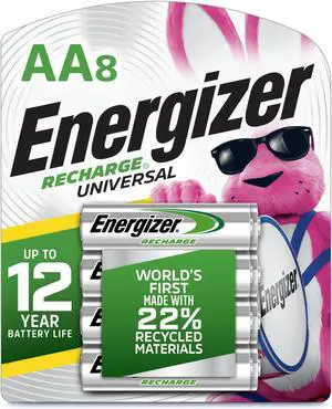 Energizer Recharge Universal Rechargeable AA Batteries (8 Pack), Double A Rechargeable Batteries