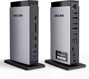 WAVLINK DisplayLink Docking Station 3 Monitors with 130WPD Power Adapter, USB C Laptop Dock for M1/M2/M3/M4/Mac and Windows, Thunderbolt 4/3