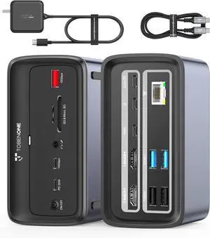 TobenONE Docking Station 3 Monitors, Triple Monitor Docking Station with Single 8K USB-C Video, Dual 4K HDMI, 10Gbps USB A/C, PD 3.0, 100W Power Supply, USB C Dock for Windows/ChromeOS, Dell, HP, ASUS