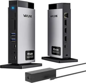 WAVLINK Laptop Docking Station 3 Monitors(Max Resolution: Single 8K or Triple 4K), 11-in-1 USB C Docking Station with 125W PD3.1 Pass-Through & Power Adapter, 2*HDMI + DP, for MacBook M1M4 & Windows