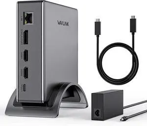 Laptop Docking Station,WAVLINK PD3.1 Docking Station 3 Monitors with 8K@30Hz/4K@144Hz,2*HDMI + DP,140W PD Charge,USB-C 10Gb,USB-A 5Gb,Gigabit Ethernet,Audio/Mic for HP, Dell,Windows System Computer
