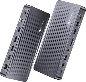 Docking Station 3 Monitors, 13-in-1 Laptop Docking Station with 120W Power Adapter, 4K HDMI and 2 x DP, 100W PD, 10Gbps USB-C/A, Ethernet, Audio, SD, USB-C Dock for MacBook/Chrome/Dell/HP/Lenovo