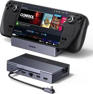 UGREEN Steam Deck Dock 6-in-1 4K@120Hz HDMI 2.1, 100W PD, USB-A & USB C 3.0, Gigabit Ethernet, Dock for Steam Deck, ROG Ally, Region Go, MacBook
