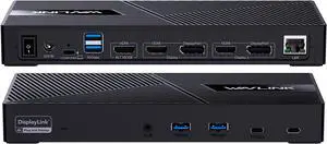 WAVLINK USB C Triple Monitor Docking Station 13-in-1 Displaylink Dock with 100W Charging for Mac, Windows, Chrome, 3 HDMI+2DP, Gigabit Ethernet, USB-C, 4 USB-A 10Gbps, Audio, Driver Required