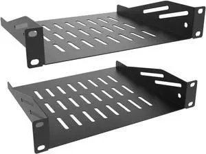 2 Pcs of 1U Server Rack Shelf Vented Cantilever Rack Tray for 10" Network Equipment Cabinet or Rack, Black (1U10IN-RackS-8IN)
