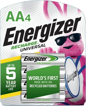 Energizer Rechargeable AA Batteries, Recharge Universal AA Battery Pre-Charged, 4 Count Energizer Rechargeable AA Batteries, Recharge Universal AA Battery Pre-Charged, 4 Count