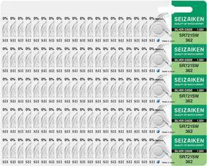 362 SR721SW 1.55V 0% Hg Silver Oxide Watch Battery (100 Batteries) Made in Japan by Seiko 362 SR721SW 1.55V 0% Hg Silver Oxide Watch Battery (100 Batteries) Made in Japan by Seiko