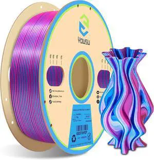 YOUSU Silk PLA Filament 1.75mm, 3D Printer Filament Dual Color Coextrusion Filament Silk Rose-Red Blue Color Change PLA, Compatible with Most of 3D Printer. YOUSU Silk PLA Filament 1.75mm, 3D Printer Filament Dual Color Coextrusion Filament Silk Rose-Red Blue Color Change PLA, Compatible with Most of 3D Printer.