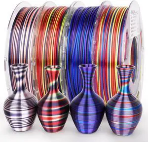 AMOLEN Silk PLA 3D Printer Filament Bundle, Shiny Multicolor Rainbow PLA Filament 1.75mm Pack, Fast Color Change PLA 3D Printing Filament for Most FDM 3D Printer, 200g X 4 Spools AMOLEN Silk PLA 3D Printer Filament Bundle, Shiny Multicolor Rainbow PLA Filament 1.75mm Pack, Fast Color Change PLA 3D Printing Filament for Most FDM 3D Printer, 200g X 4 Spools