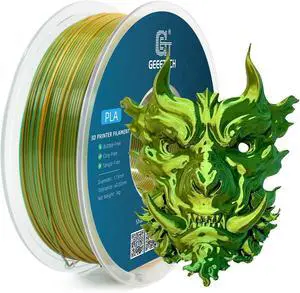 Geeetech 3D Printer Silk PLA Dual Color Filament, Metal-Like Shiny Silk Filament 1.75mm 1kg (2.2lbs) Spool, Dimensional Accuracy +/- 0.02 mm, Silk Yellow Green Geeetech 3D Printer Silk PLA Dual Color Filament, Metal-Like Shiny Silk Filament 1.75mm 1kg (2.2lbs) Spool, Dimensional Accuracy +/- 0.02 mm, Silk Yellow Green