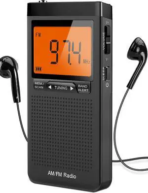 AM FM Portable Radio Battery Operated by 2 AAA Batteries | Personal Radio with Excellent Reception with Stero Earphone, Large LCD Screen, Digtail Alarm Clock AM FM Portable Radio Battery Operated by 2 AAA Batteries | Personal Radio with Excellent Reception with Stero Earphone, Large LCD Screen, Digtail Alarm Clock