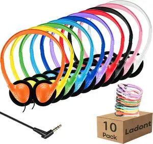 10 Pack Kids Headphones Bulk for School Classroom, Multi Color Wired Student Headsets, Adjustable On-Ear Earbuds for Chromebook Computer Lab Testing, 3.5mm Jack 10 Pack Kids Headphones Bulk for School Classroom, Multi Color Wired Student Headsets, Adjustable On-Ear Earbuds for Chromebook Computer Lab Testing, 3.5mm Jack
