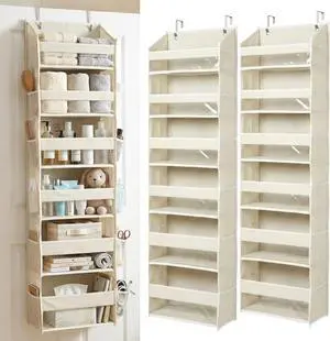 HOMELUX THEORY Over the Door Organizer, 6-Tier, 100D Fabric, Ivory 2pc HOMELUX THEORY Over the Door Organizer, 6-Tier, 100D Fabric, Ivory 2pc