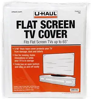 U-Haul Foam Flat Screen TV Cover (Fits Screens up to 65") - 36" x 65" - TV Protection During a Move, Storage, or Renovation (1-Pack) U-Haul Foam Flat Screen TV Cover (Fits Screens up to 65") - 36" x 65" - TV Protection During a Move, Storage, or Renovation (1-Pack)