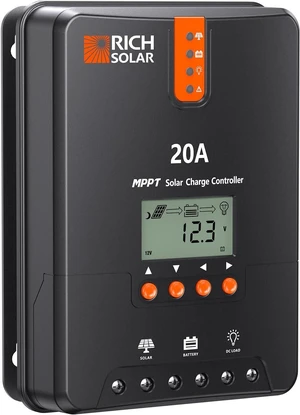 RICH SOLAR 20A MPPT Solar Charge Controller High-Efficiency 12V/24V Auto Detection, 99% Tracking, Rugged Design for RVs, Boats & Off-Grid Systems RICH SOLAR 20A MPPT Solar Charge Controller High-Efficiency 12V/24V Auto Detection, 99% Tracking, Rugged Design for RVs, Boats & Off-Grid Systems