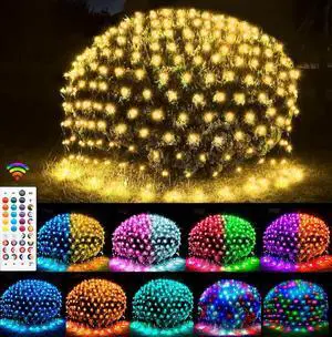 OYCBUZO 204 LED Net Lights, 9.8ft x 6.6ft 35 Colors Changing Christmas Mesh String Lights, Connectable Fairy Light Waterproof Outdoor Halloween Decorations for Tree Bushes Holiday Party Garden OYCBUZO 204 LED Net Lights, 9.8ft x 6.6ft 35 Colors Changing Christmas Mesh String Lights, Connectable Fairy Light Waterproof Outdoor Halloween Decorations for Tree Bushes Holiday Party Garden