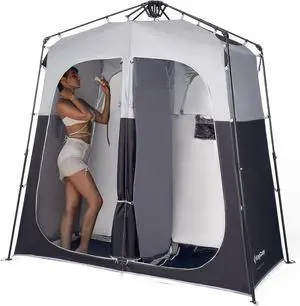 KingCamp Instant Shower Tent, Portable Superior Stable Privacy Shelter, 2 Large Rooms Outdoor Toilet Tent with Floor for Beach, Camping & Hiking, Setup in Under 60s KingCamp Instant Shower Tent, Portable Superior Stable Privacy Shelter, 2 Large Rooms Outdoor Toilet Tent with Floor for Beach, Camping & Hiking, Setup in Under 60s
