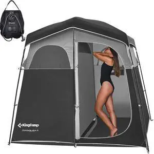 KingCamp Shower Tent, Portable Privacy Tent Outdoor Camping 1/2 Room Toilet Tents with Shower Bag & Dressing Room for Beach, Camping & Hiking KingCamp Shower Tent, Portable Privacy Tent Outdoor Camping 1/2 Room Toilet Tents with Shower Bag & Dressing Room for Beach, Camping & Hiking