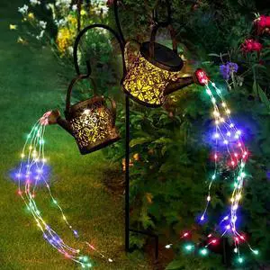 MEREAR Solar Watering Can Lights Outdoor with 8 Multi-Color Changing Modes, IP65 Waterproof Landscape Light Garden Decor, One Pole Two Lights Outside Decorations for Lawn, Backyard, Patio, Chrismas MEREAR Solar Watering Can Lights Outdoor with 8 Multi-Color Changing Modes, IP65 Waterproof Landscape Light Garden Decor, One Pole Two Lights Outside Decorations for Lawn, Backyard, Patio, Chrismas