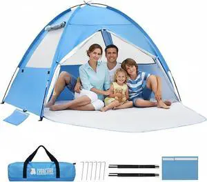 COVACURE Beach Tent Sun Shelter UPF 50+ UV Protection for 3-4 Person-Blue COVACURE Beach Tent Sun Shelter UPF 50+ UV Protection for 3-4 Person-Blue