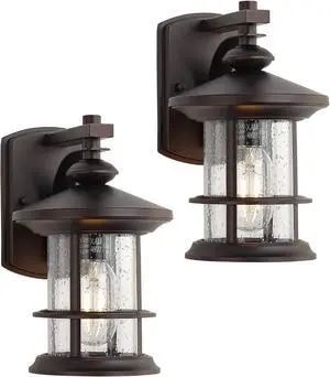 MICSIU 2 Pack Oil Rubbed Bronze Outdoor Wall Light, 10 Inch Rustic Cottage MICSIU 2 Pack Oil Rubbed Bronze Outdoor Wall Light, 10 Inch Rustic Cottage