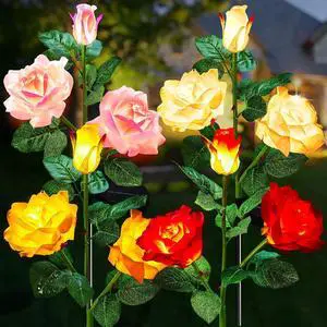 Brightown Solar Garden Lights, 4 Pack LED Rose Flower Lights Waterproof Brightown Solar Garden Lights, 4 Pack LED Rose Flower Lights Waterproof