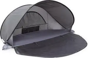 PICNIC TIME Manta Portable Beach Tent, Fully-Assembled Pop Up Tent, Beach Shade and Sun Shelter, Instant Outdoor Shade with Carrying Bag for Outdoors and UPF50+ UV Protection (Gray with Black Accents) PICNIC TIME Manta Portable Beach Tent, Fully-Assembled Pop Up Tent, Beach Shade and Sun Shelter, Instant Outdoor Shade with Carrying Bag for Outdoors and UPF50+ UV Protection (Gray with Black Accents)