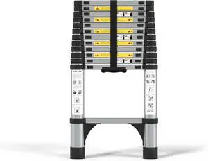 JADDUO Telescoping Ladder, 12.5 FT, Rectangular, Heavy Duty, Silver JADDUO Telescoping Ladder, 12.5 FT, Rectangular, Heavy Duty, Silver