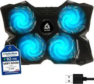 KLIM Wind Laptop Cooling Pad - More Than 500 000 Units Sold - New Version - The Most Powerful Rapid Action Cooling Fan - Laptop Stand with 4 Cooling Fans at 1200 RPM - USB Fan - PS5 PS4 - Cyan KLIM Wind Laptop Cooling Pad - More Than 500 000 Units Sold - New Version - The Most Powerful Rapid Action Cooling Fan - Laptop Stand with 4 Cooling Fans at 1200 RPM - USB Fan - PS5 PS4 - Cyan
