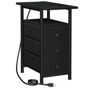LOAKEKEL Narrow Side Table, Small End Table with Charging Station LOAKEKEL Narrow Side Table, Small End Table with Charging Station