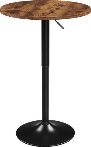Yaheetech Round Bar Table, Adjustable 27.5-36" Height, Swivel Top, Brown Yaheetech Round Bar Table, Adjustable 27.5-36" Height, Swivel Top, Brown
