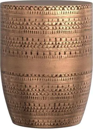 SIMPLIHOME Johnsen 15" Wide Drum Iron Table in Antique Copper SIMPLIHOME Johnsen 15" Wide Drum Iron Table in Antique Copper