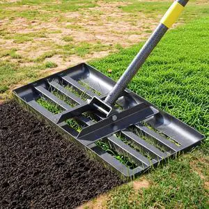 Lawn Leveling Rake, 62 Inch Adjustable Long Handle Leveling Rake, Black Heavy Duty & 1 Inch Diameter Stainless Steel Handle Lawn Rakes, Lawn Leveler Tool for Soil Grass Golf Field Yard Lawn Leveling Rake, 62 Inch Adjustable Long Handle Leveling Rake, Black Heavy Duty & 1 Inch Diameter Stainless Steel Handle Lawn Rakes, Lawn Leveler Tool for Soil Grass Golf Field Yard