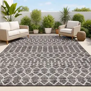 JONATHAN Y Moroccan Geometric Indoor Outdoor Area Rug 4X6 Black/Gray, Ourika Textured Weave for Backyard, Patio, Porch, Easy-Cleaning, High Traffic, Pet-Friendly, Non-Shedding (SMB108F-4) JONATHAN Y Moroccan Geometric Indoor Outdoor Area Rug 4X6 Black/Gray, Ourika Textured Weave for Backyard, Patio, Porch, Easy-Cleaning, High Traffic, Pet-Friendly, Non-Shedding (SMB108F-4)
