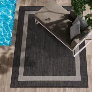 CAMILSON Outdoor Rug 6x9,Modern Outside Rugs for Patios Porches Waterproof Durable Washable Non-Shedding, Easy-to-Clean Indoor Outdoor Area Carpet (6 x 9, Bordered - Dark Gray/Light Gray) CAMILSON Outdoor Rug 6x9,Modern Outside Rugs for Patios Porches Waterproof Durable Washable Non-Shedding, Easy-to-Clean Indoor Outdoor Area Carpet (6 x 9, Bordered - Dark Gray/Light Gray)
